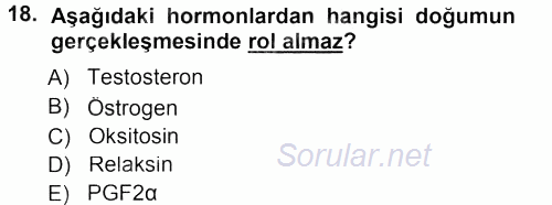 Hayvan Yetiştirme 2012 - 2013 Dönem Sonu Sınavı 18.Soru
