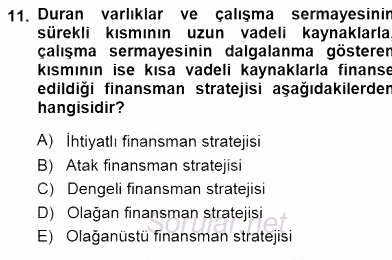 Girişim Finansmanı 2014 - 2015 Ara Sınavı 11.Soru