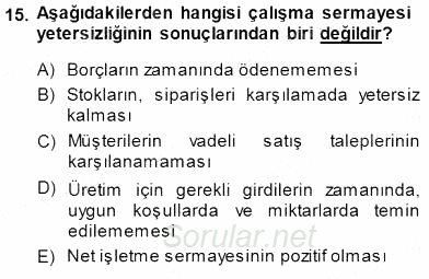 Girişim Finansmanı 2014 - 2015 Ara Sınavı 15.Soru