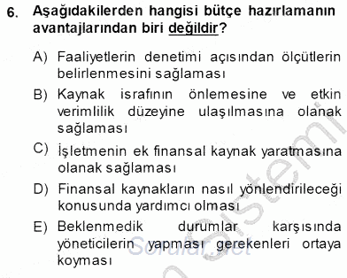 Girişim Finansmanı 2014 - 2015 Ara Sınavı 6.Soru