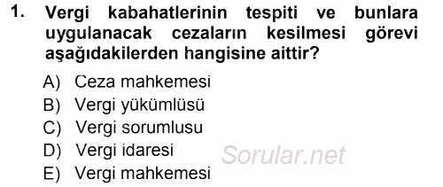 Vergi Ceza Hukuku 2013 - 2014 Tek Ders Sınavı 1.Soru