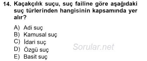 Vergi Ceza Hukuku 2013 - 2014 Tek Ders Sınavı 14.Soru