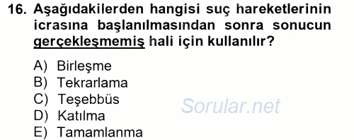 Vergi Ceza Hukuku 2013 - 2014 Tek Ders Sınavı 16.Soru