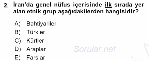 Modern Ortadoğu Tarihi 2016 - 2017 3 Ders Sınavı 2.Soru