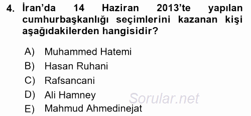 Modern Ortadoğu Tarihi 2016 - 2017 3 Ders Sınavı 4.Soru