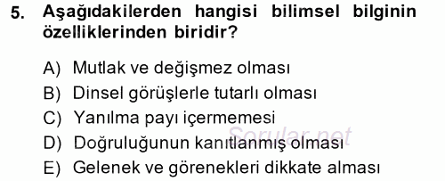 Sosyal Bilimlerde Araştırma Yöntemleri 2014 - 2015 Ara Sınavı 5.Soru