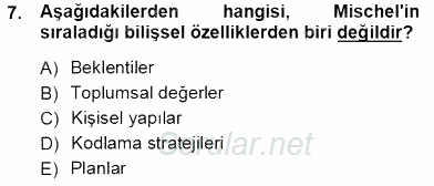 Çocuk Ruh Sağlığı 2013 - 2014 Tek Ders Sınavı 7.Soru