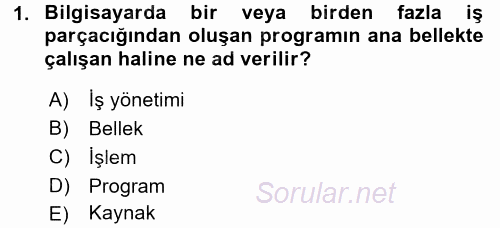 İşletim Sistemleri 2016 - 2017 Ara Sınavı 1.Soru
