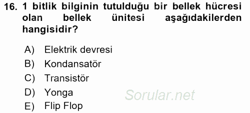 İşletim Sistemleri 2016 - 2017 Ara Sınavı 16.Soru