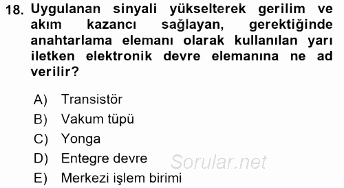 İşletim Sistemleri 2016 - 2017 Ara Sınavı 18.Soru