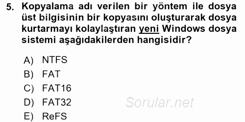 İşletim Sistemleri 2016 - 2017 Ara Sınavı 5.Soru