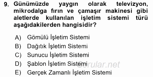 İşletim Sistemleri 2016 - 2017 Ara Sınavı 9.Soru