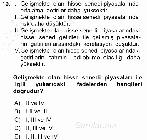 Portföy Yönetimi 2016 - 2017 Ara Sınavı 19.Soru