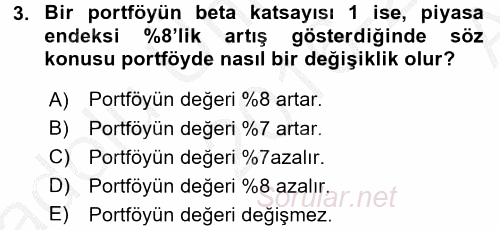 Portföy Yönetimi 2016 - 2017 Ara Sınavı 3.Soru