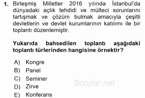 Toplantı Ve Sunu Teknikleri 2017 - 2018 Ara Sınavı 1.Soru