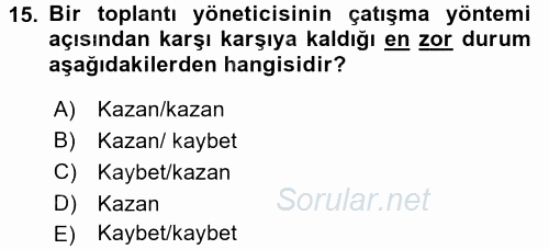 Toplantı Ve Sunu Teknikleri 2017 - 2018 Ara Sınavı 15.Soru