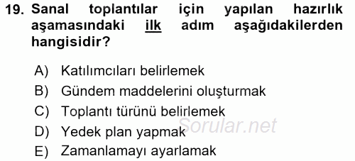 Toplantı Ve Sunu Teknikleri 2017 - 2018 Ara Sınavı 19.Soru