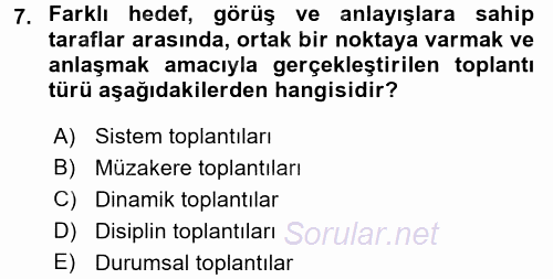 Toplantı Ve Sunu Teknikleri 2017 - 2018 Ara Sınavı 7.Soru