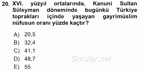 Osmanlı İktisat Tarihi 2016 - 2017 Ara Sınavı 20.Soru