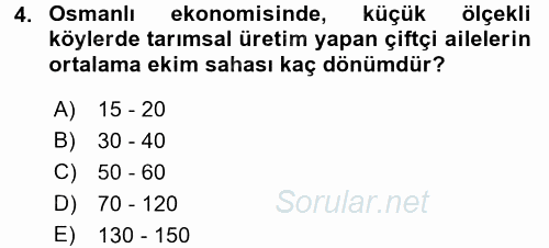Osmanlı İktisat Tarihi 2016 - 2017 Ara Sınavı 4.Soru