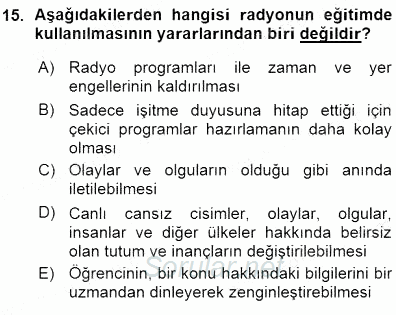 Okulöncesinde Öğretim Teknolojileri Ve Materyal Tasarımı 2015 - 2016 Ara Sınavı 15.Soru