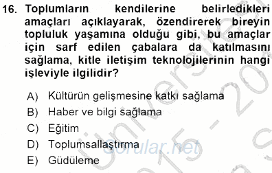 Okulöncesinde Öğretim Teknolojileri Ve Materyal Tasarımı 2015 - 2016 Ara Sınavı 16.Soru