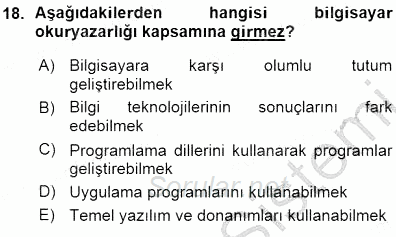 Okulöncesinde Öğretim Teknolojileri Ve Materyal Tasarımı 2015 - 2016 Ara Sınavı 18.Soru