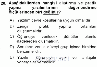 Okulöncesinde Öğretim Teknolojileri Ve Materyal Tasarımı 2015 - 2016 Ara Sınavı 20.Soru