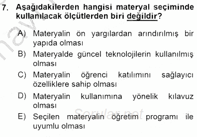 Okulöncesinde Öğretim Teknolojileri Ve Materyal Tasarımı 2015 - 2016 Ara Sınavı 7.Soru