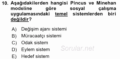 Sosyal Hizmet Uygulamaları 2015 - 2016 Ara Sınavı 10.Soru