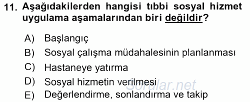 Sosyal Hizmet Uygulamaları 2015 - 2016 Ara Sınavı 11.Soru