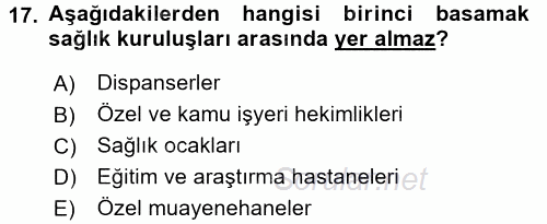 Sosyal Hizmet Uygulamaları 2015 - 2016 Ara Sınavı 17.Soru