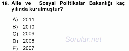 Sosyal Hizmet Uygulamaları 2015 - 2016 Ara Sınavı 18.Soru