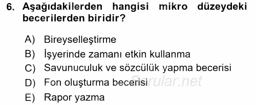 Sosyal Hizmet Uygulamaları 2015 - 2016 Ara Sınavı 6.Soru