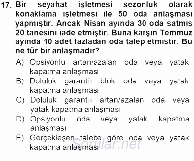 Tur Planlaması ve Yönetimi 2012 - 2013 Ara Sınavı 17.Soru