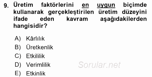 Konaklama Hizmetlerinde Kalite Yönetimi 2017 - 2018 Dönem Sonu Sınavı 9.Soru
