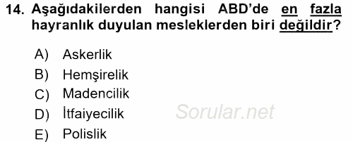 Çalışma Sosyolojisi 2016 - 2017 Dönem Sonu Sınavı 14.Soru