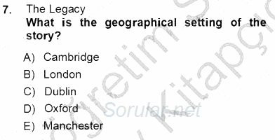 İngiliz/Amerikan Edebiyatı 1 2012 - 2013 Ara Sınavı 7.Soru