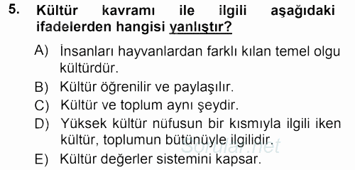 Davranış Bilimlerine Giriş 2013 - 2014 Tek Ders Sınavı 5.Soru