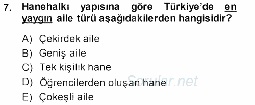 Davranış Bilimlerine Giriş 2013 - 2014 Tek Ders Sınavı 7.Soru