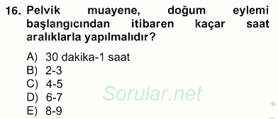 Anne Çocuk Sağlığı Ve İlkyardım 2012 - 2013 Ara Sınavı 16.Soru