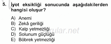 Anne Çocuk Sağlığı Ve İlkyardım 2012 - 2013 Ara Sınavı 5.Soru