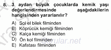 Anne Çocuk Sağlığı Ve İlkyardım 2012 - 2013 Ara Sınavı 8.Soru