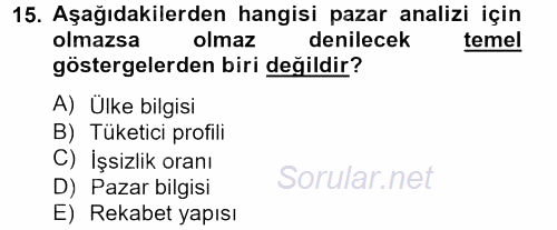 Marka ve Yönetimi 2012 - 2013 Ara Sınavı 15.Soru