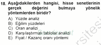 Finansal Ekonomi 2012 - 2013 Dönem Sonu Sınavı 18.Soru