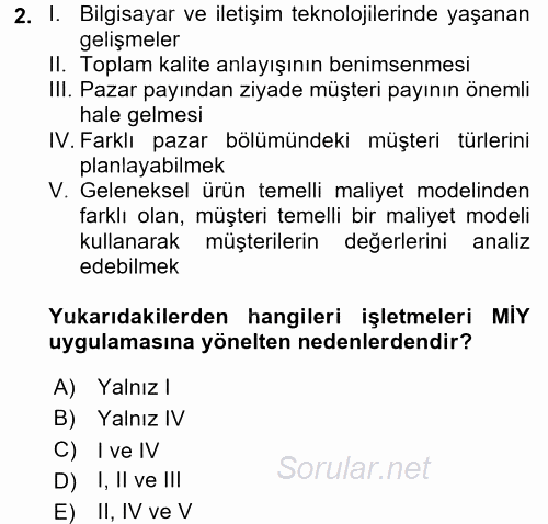 Müşteri İlişkileri Yönetimi 2017 - 2018 Ara Sınavı 2.Soru