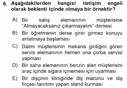 Müşteri İlişkileri Yönetimi 2017 - 2018 Ara Sınavı 6.Soru