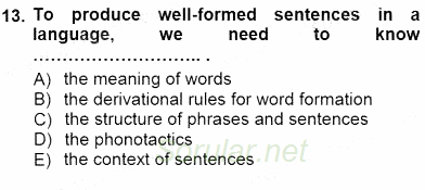 Dilbilim 1 2012 - 2013 Dönem Sonu Sınavı 13.Soru