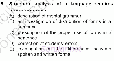 Dilbilim 1 2012 - 2013 Dönem Sonu Sınavı 9.Soru