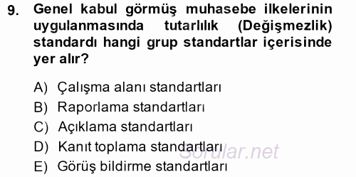 Muhasebe Denetimi 2014 - 2015 Ara Sınavı 9.Soru